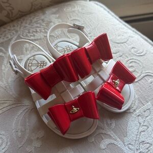 Vivienne Westwood x Mini Melissa White Jelly Shoes w/ Red Bows Toddler 9